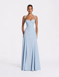 Backless Solid Color Asymmetrical Strap Long Dress